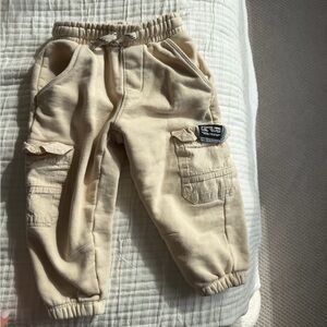Kids Cargo Jogger Pants in Cream